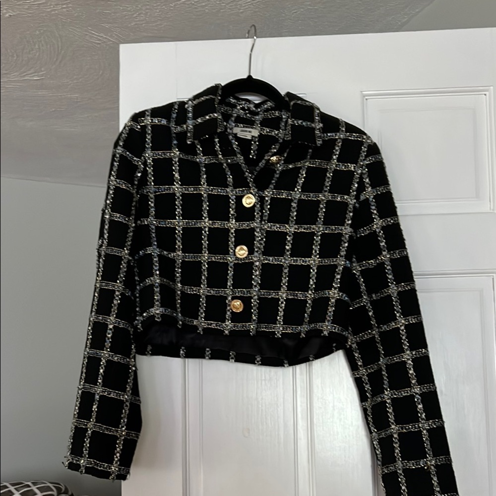 Jason Wu Black and Gold Cropped Blazer